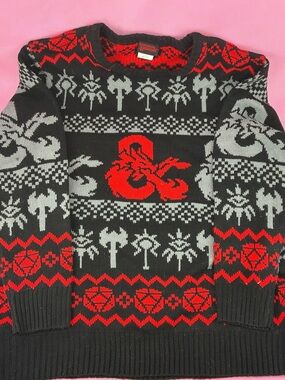 Dungeons & Dragons (D&D) “Ugly” Christmas Sweater Red and Black